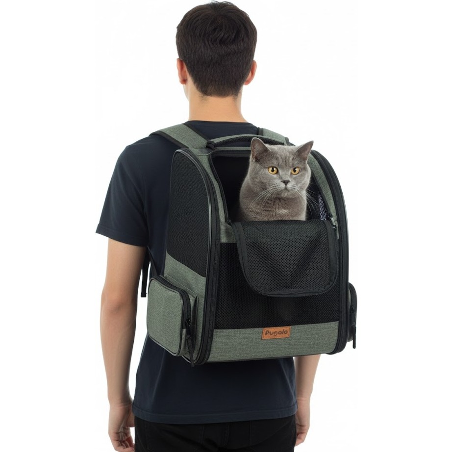 Pugalo AirMove Premium Kedi Köpek Taşıma Çantası | Silinebilir | Yırtılmaz Fileli | Bükülmez Gövde |(Yeşilimsi Gri) - Gri Diğer Fiyatı
