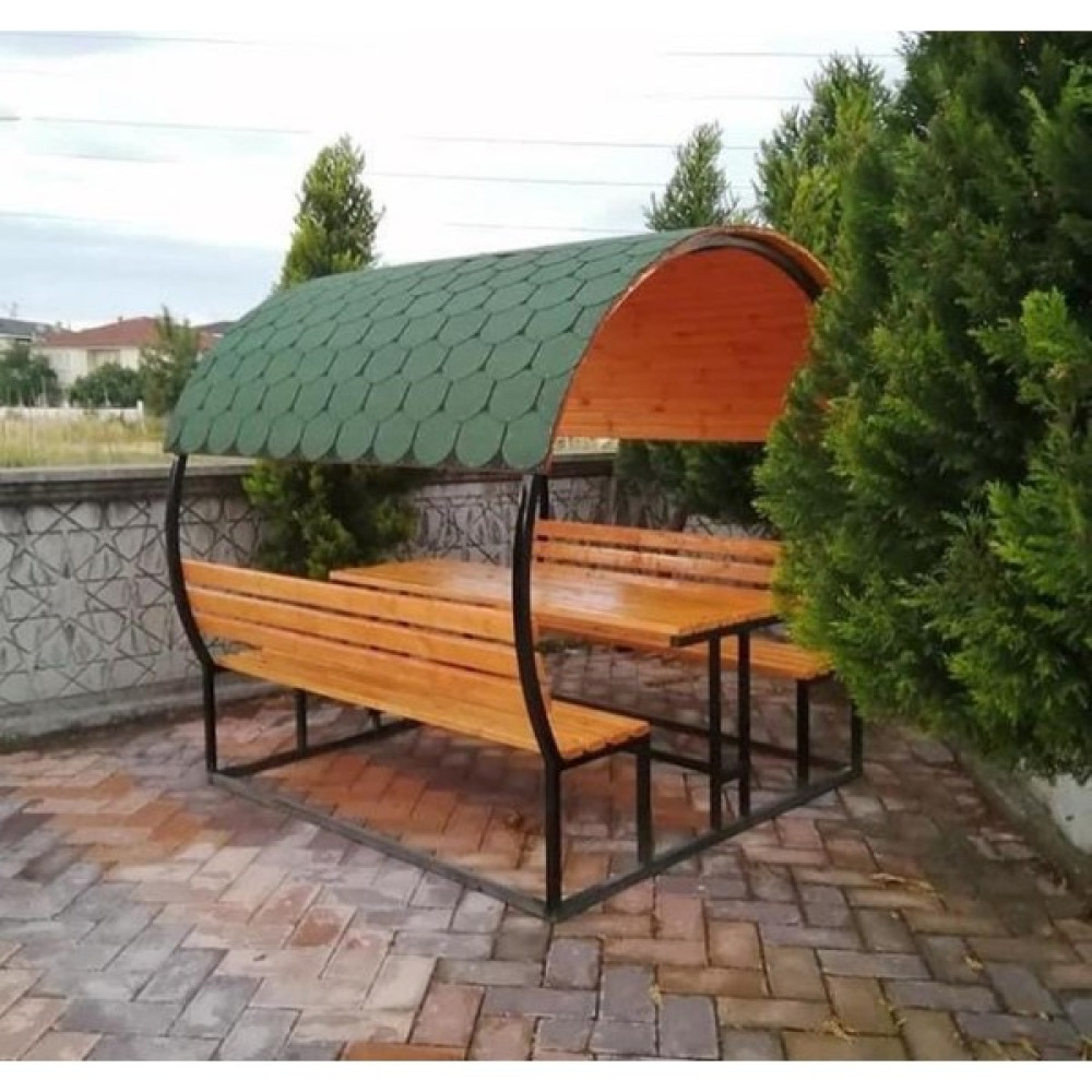 Puhu Ahşap Aksesuar Bahçe Masası Ahşap Kamelya/çardak Piknik Masası (8 Kişilik) Bahçe Bankı Fiyatı