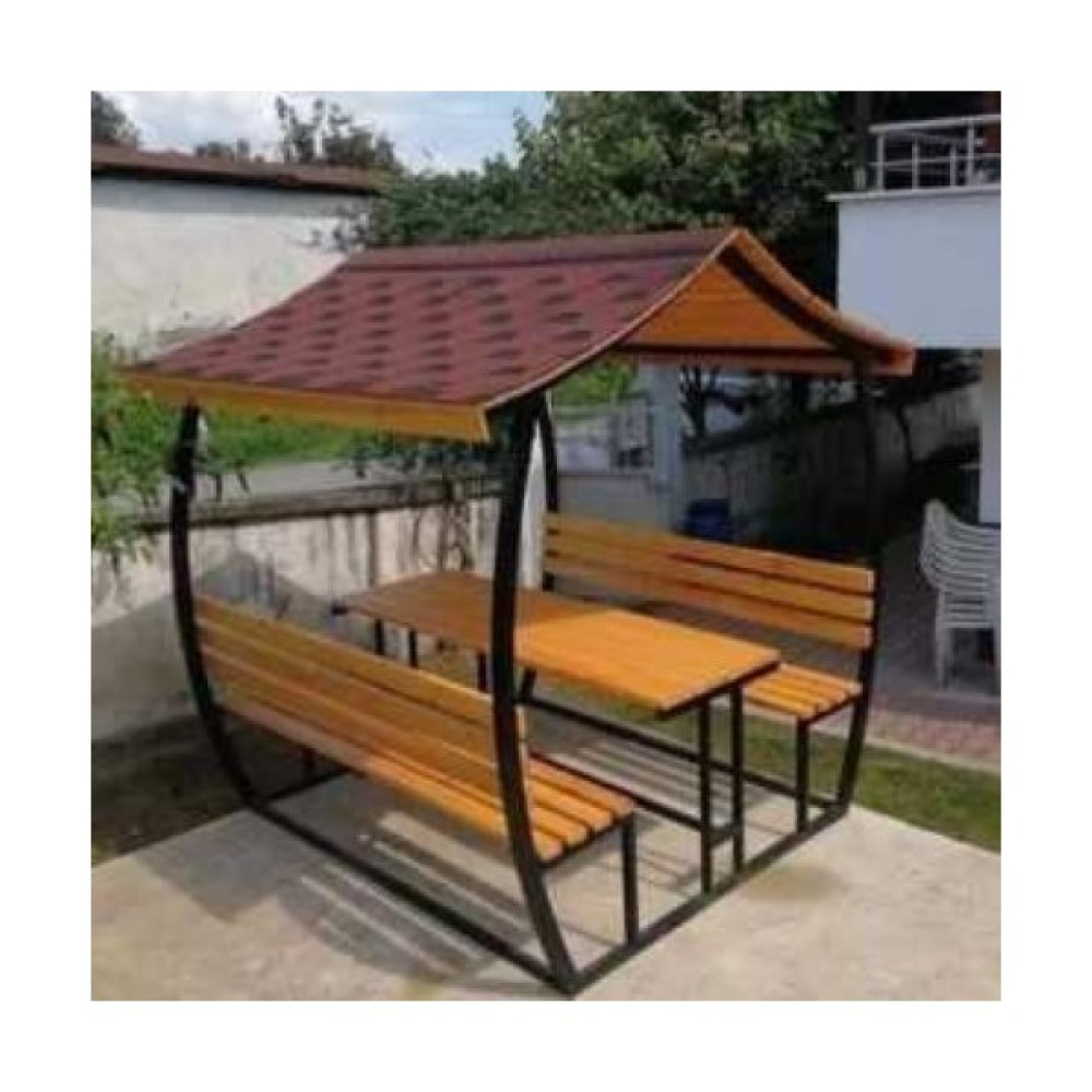 Puhu Ahşap Aksesuar Japon Çatı Model Ahşap Kamelya/çardak Piknik Masası (6 Kişilik) Jkç6-96 Bahçe Bankı Fiyatı