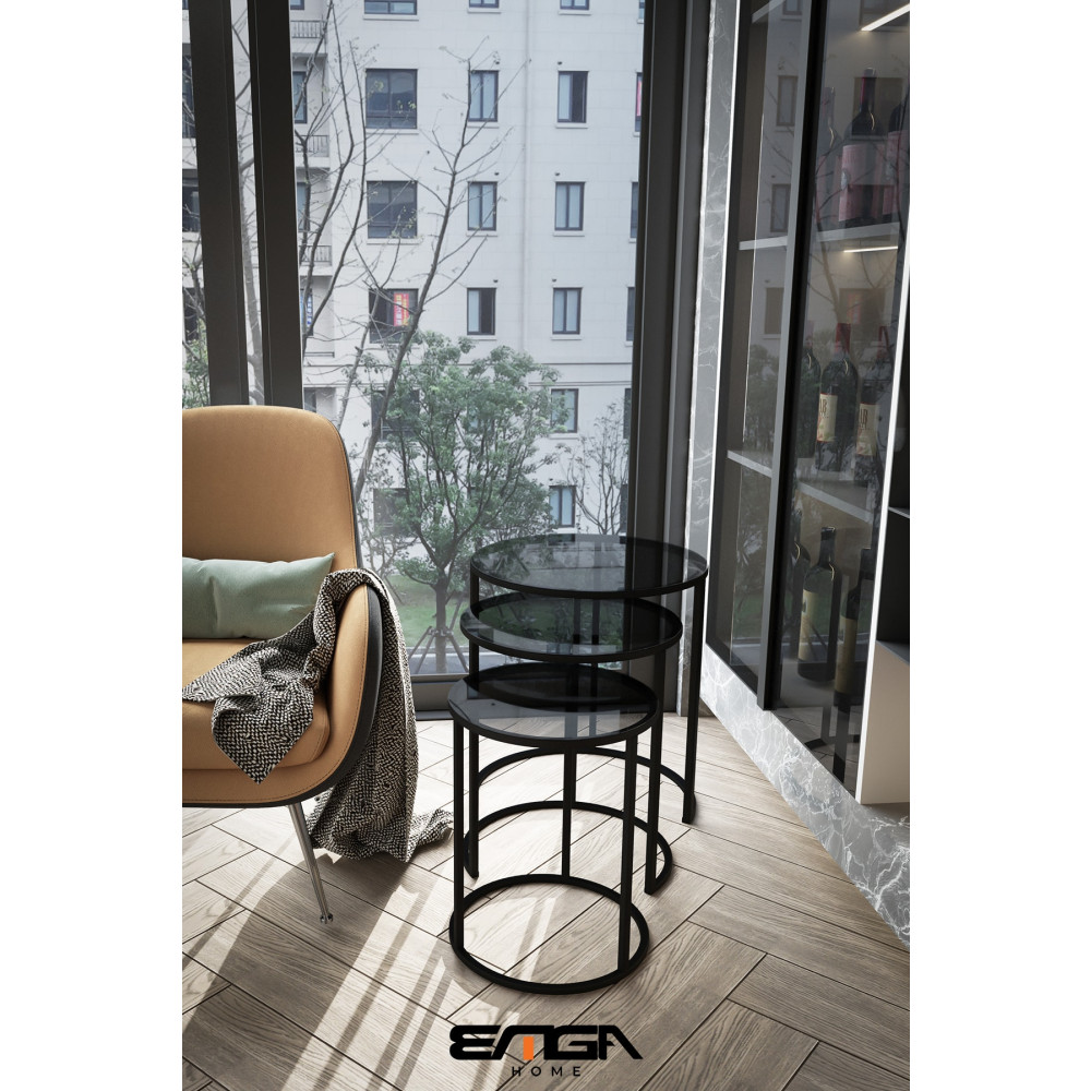 Puklife Pera Zigon Sehpa - Füme Cam Zigon Sehpa Fiyatı
