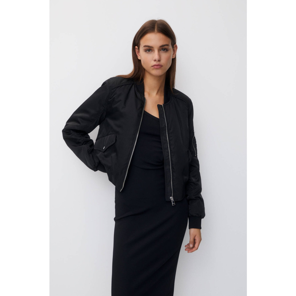 Pull & Bear Fermuarlı basic bomber ceket L Beden Bayan Ceket Fiyatı
