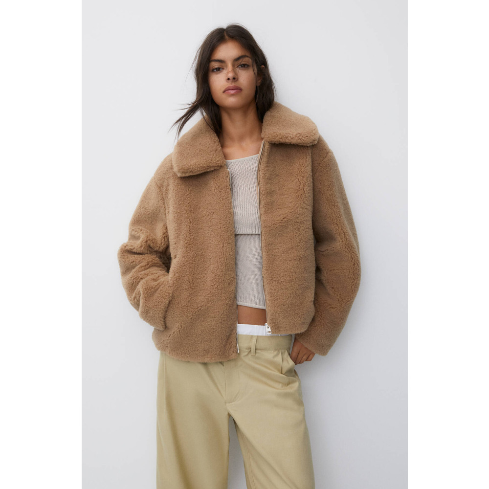 Pull & Bear İtalyan yaka suni kürk ceket L Beden Bayan Ceket Fiyatı