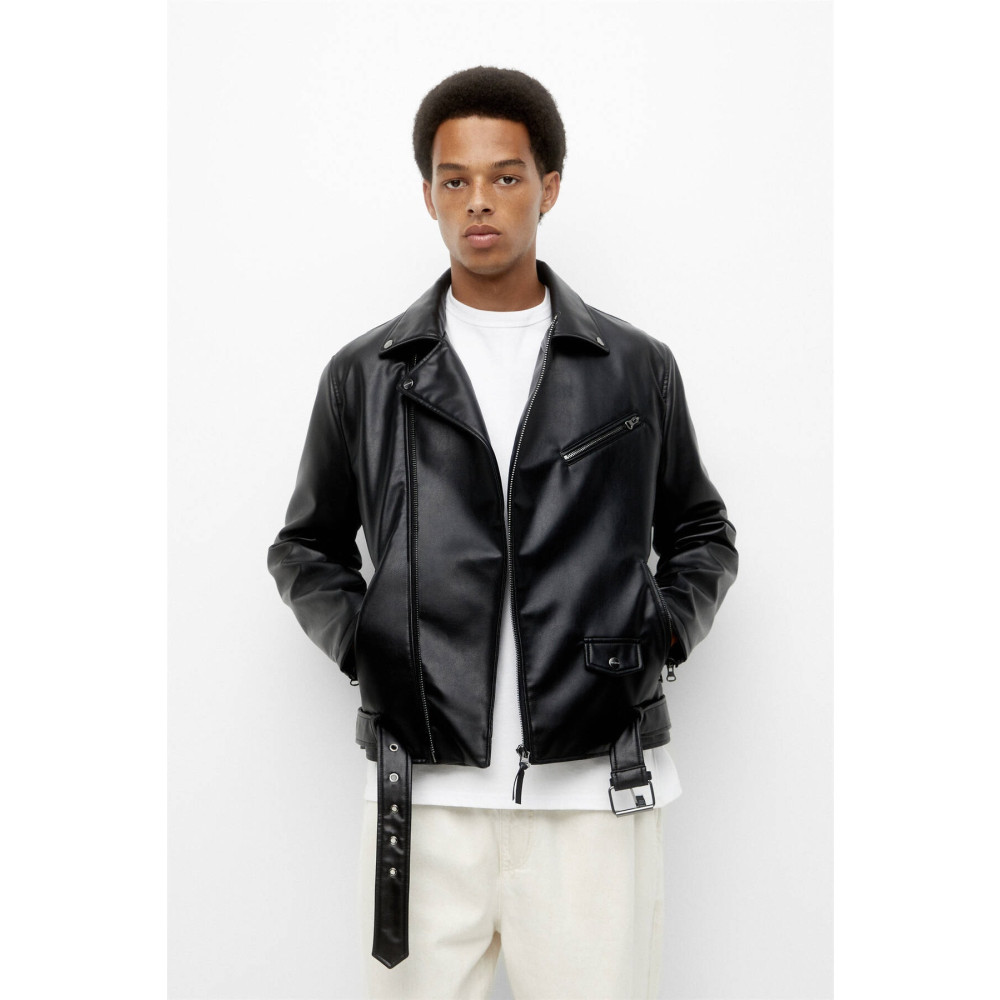 Pull & Bear Siyah basic suni deri biker ceket M Beden Bayan Ceket Fiyatı