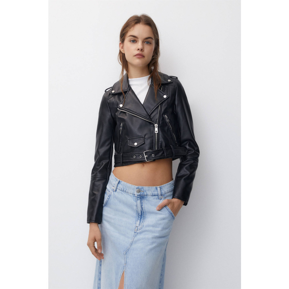 Pull & Bear Suni Deri Biker Ceket XL Beden Bayan Ceket Fiyatı