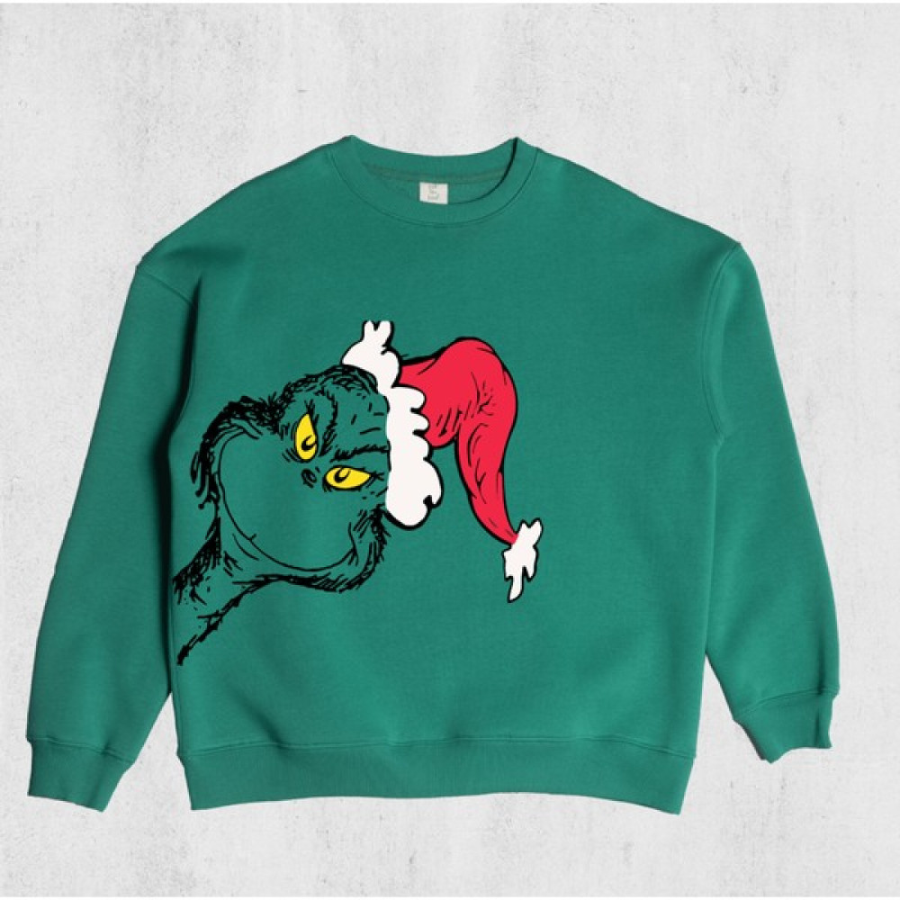 Pull The Hood Unisex Oversize Grinch Sweatshirt Bayan Sweatshirt Fiyatı