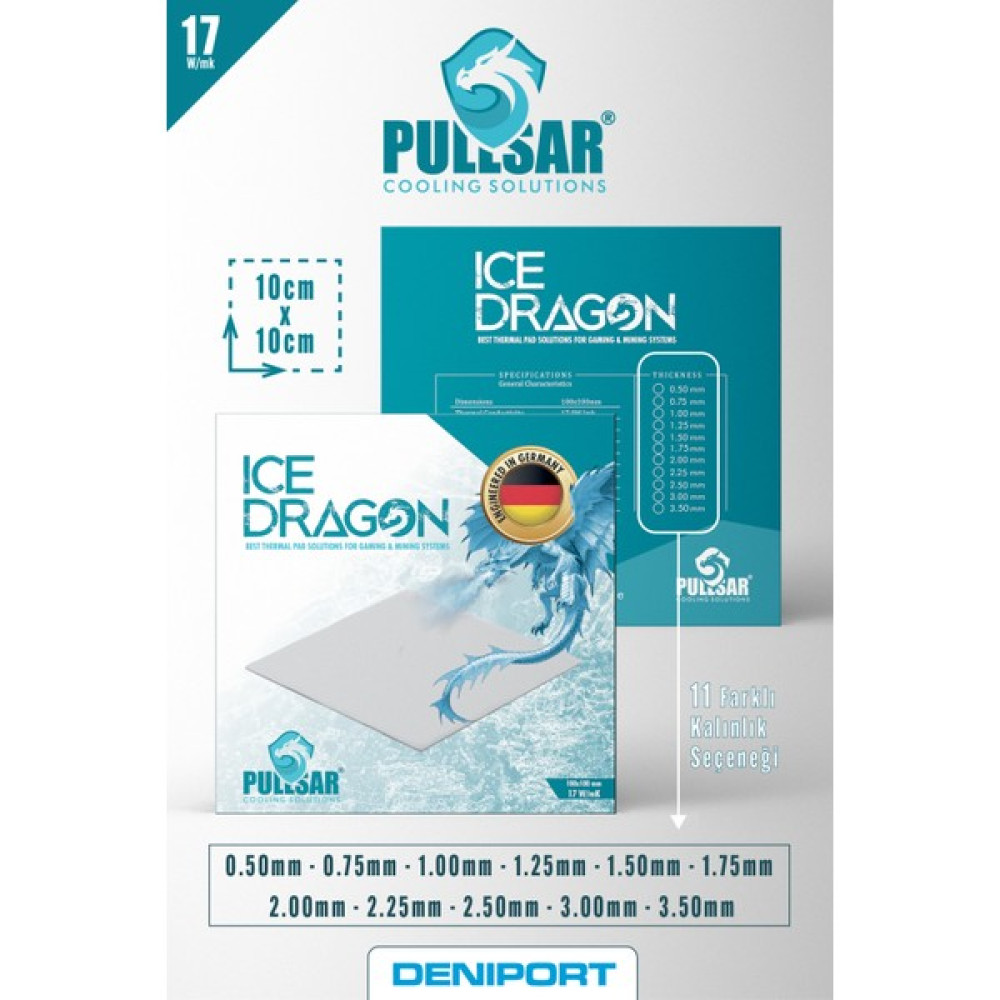 Pullsar Ice Dragon® Thermal Pad 100*100*2.25 mm 17.0 W/m*k - 2.25 mm Soğutucular Fiyatı