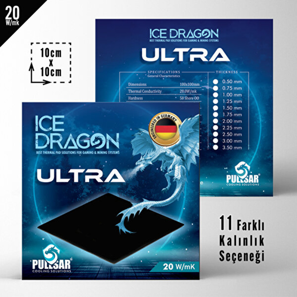Pullsar Ice Dragon® Ultra 100*100*1.0 mm 20.0 W/m*k - 1.0 mm Soğutucular Fiyatı