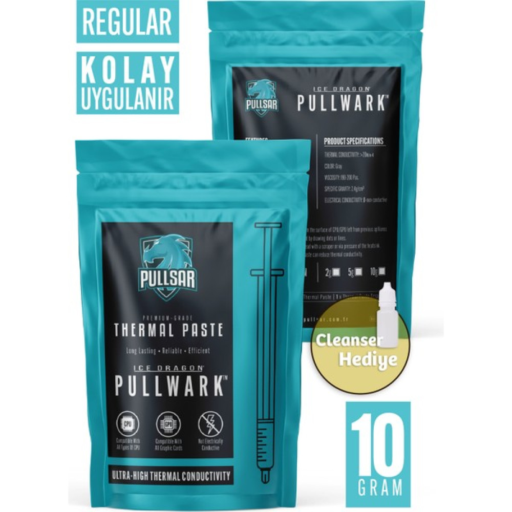 Pullsar Pullsar® Pullwark Regular 20w/m-K | Termal Macun | 2gr - 5gr -10GR Yüksek Performanslı ve İletken Macun - 10 Gram Soğutucular Fiyatı