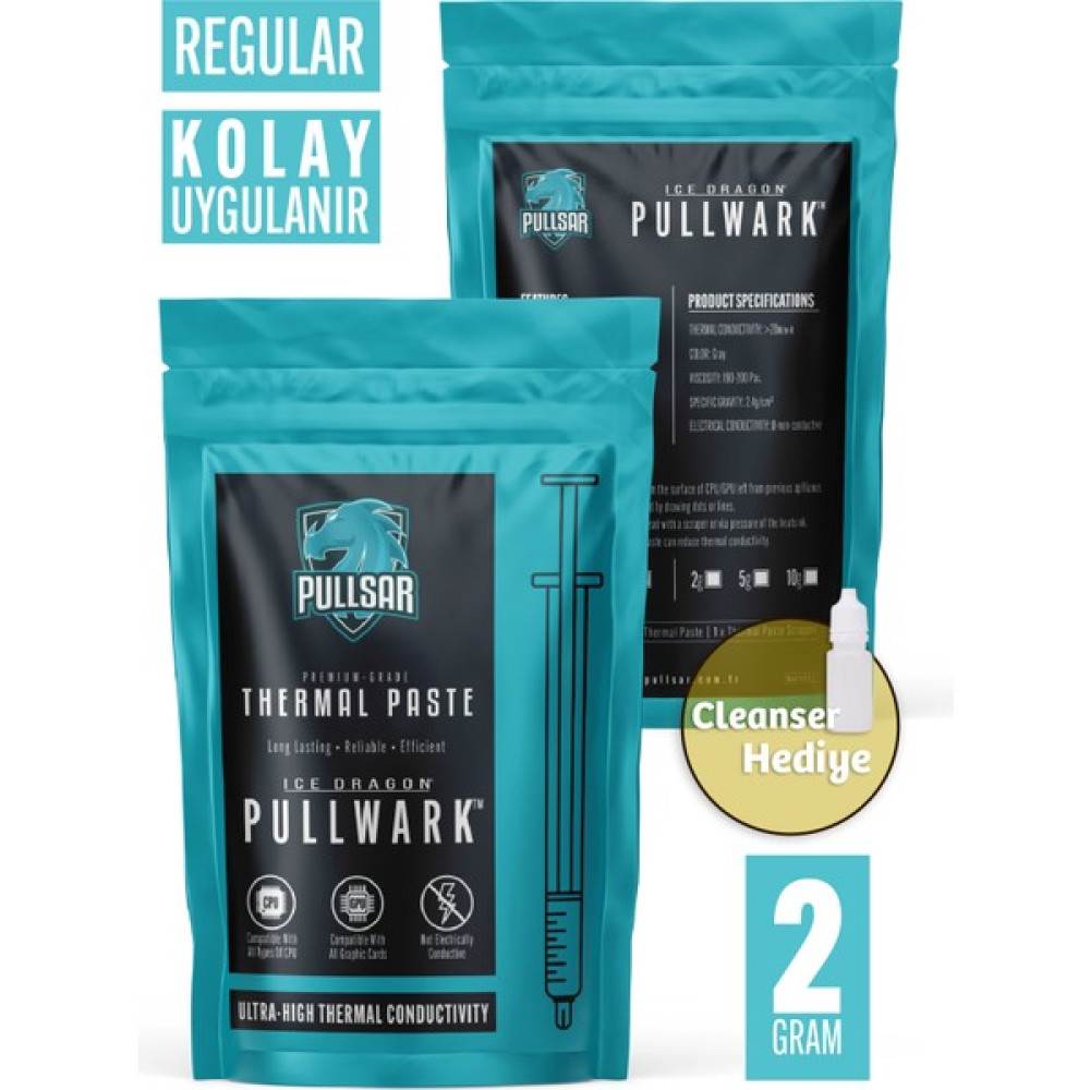 Pullsar Pullsar® Pullwark Regular 20w/m-K | Termal Macun | 2gr - 5gr -10GR Yüksek Performanslı ve İletken Macun - 2 Gram Soğutucular Fiyatı