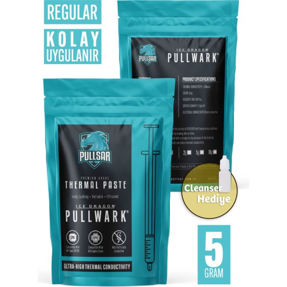 Pullsar Pullsar® Pullwark Regular 20w/m-K | Termal Macun | 2gr - 5gr -10GR Yüksek Performanslı ve İletken Macun - 5 Gram Soğutucular Fiyatı