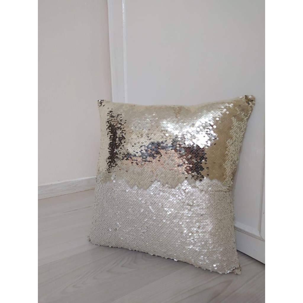 Pullu Payetli Kırlent Kılıfı - (Kemik-Lt. Gold) - 43 x 43 cm - Krem SSD / Solid State Drive Fiyatı