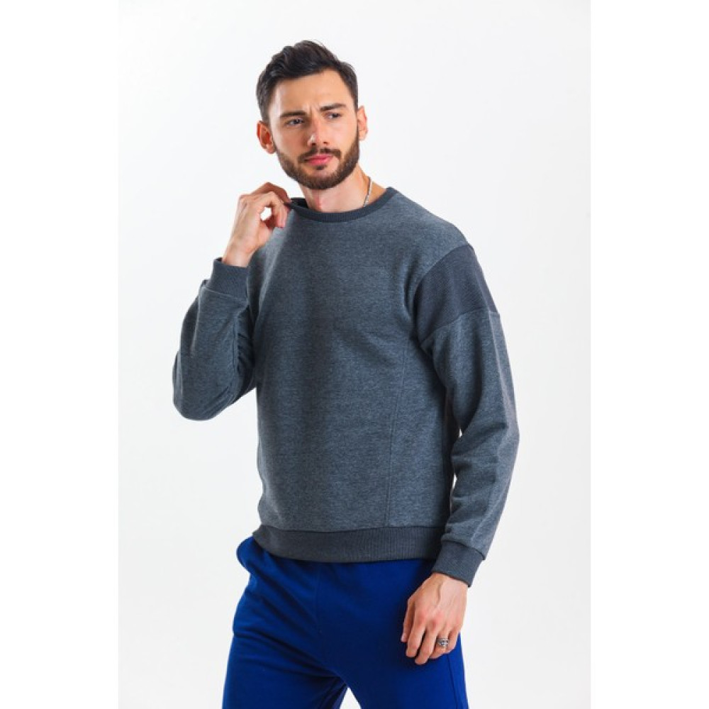Pulur.co Antrasit Melanj Parçalı Sweatshirt Erkek Sweatshirt Fiyatı