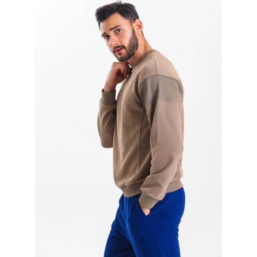 Pulur.co Kahverengi Parçalı Sweatshirt Erkek Sweatshirt Fiyatı