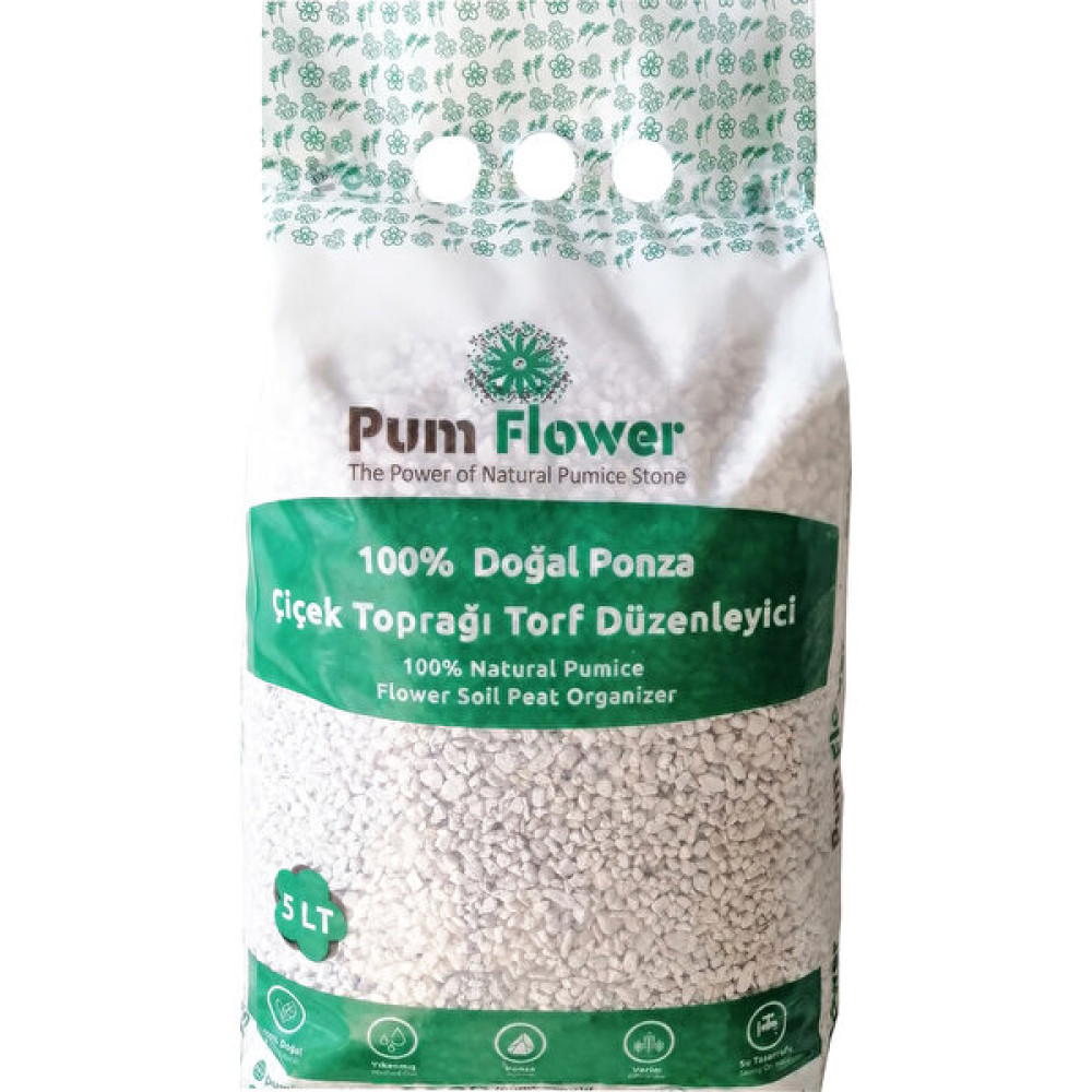 Pum Flower 5Lt. %100 Ponza Taşı, Çiçek Torf Düzenleyici, Çiçek Torfu Bitki Fiyatı