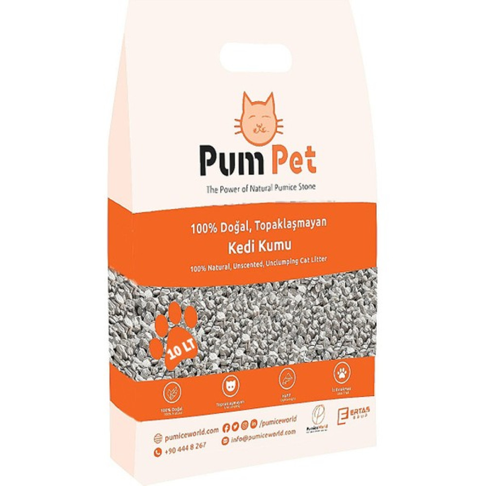 Pumice World Pum Pet Topaklaşmaz Kedi Kumu Kokusuz Kalın(1-7mm) Tane Topaklanmaz Çok Hafif 10 Litre Evcil Hayvan Ürünleri Fiyatı