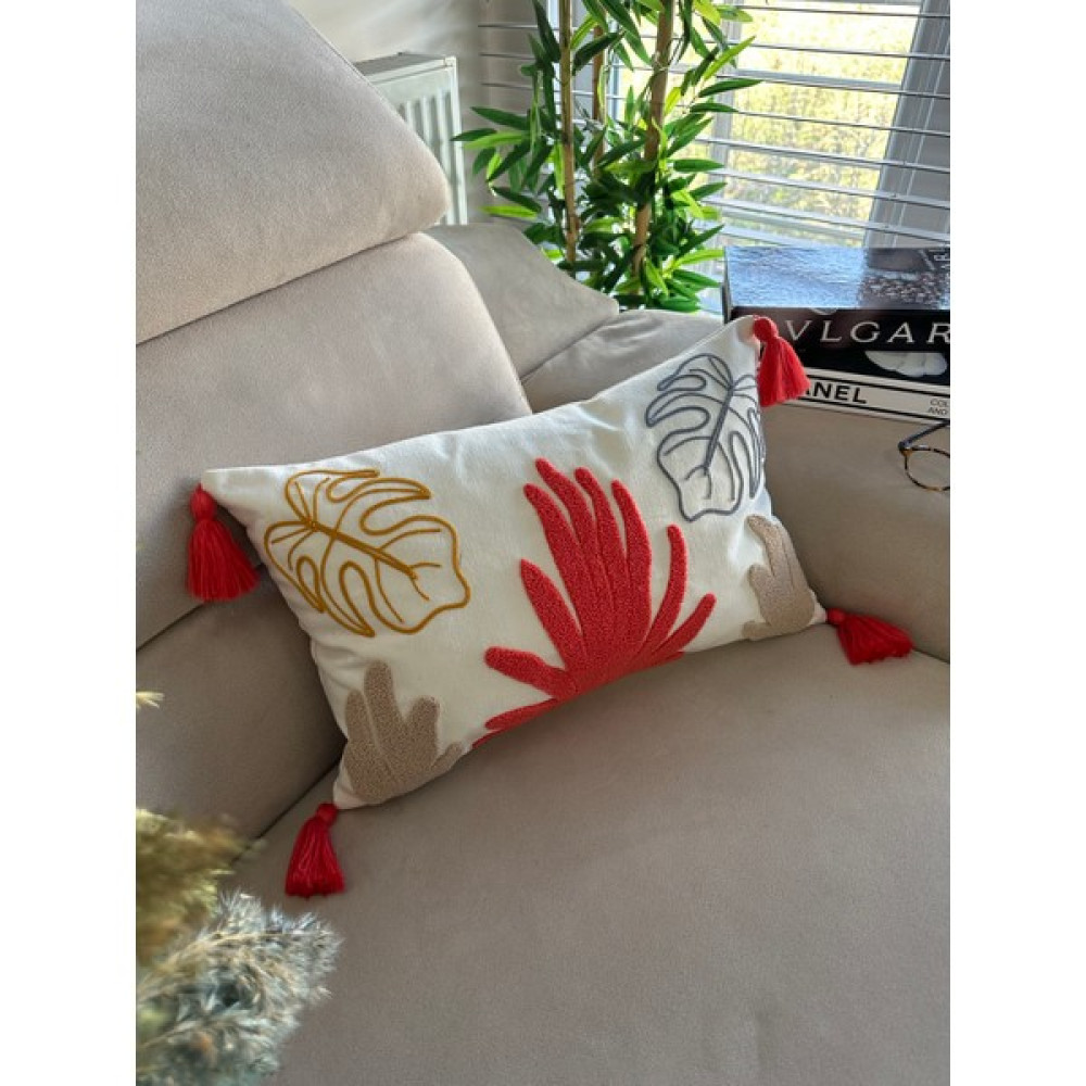 Punch Nakışlı Kırlent Kılıfı - 35 x 50 cm - Mercan Kırlent / Mobilya Yastığı Fiyatı