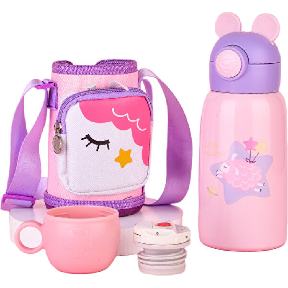 Puni 600ML Çocuk Suluk Matara Paslanmaz Çelik Su Bardağı Okul Şişesi (Yurt Dışından) - Pembe Suluk Fiyatı