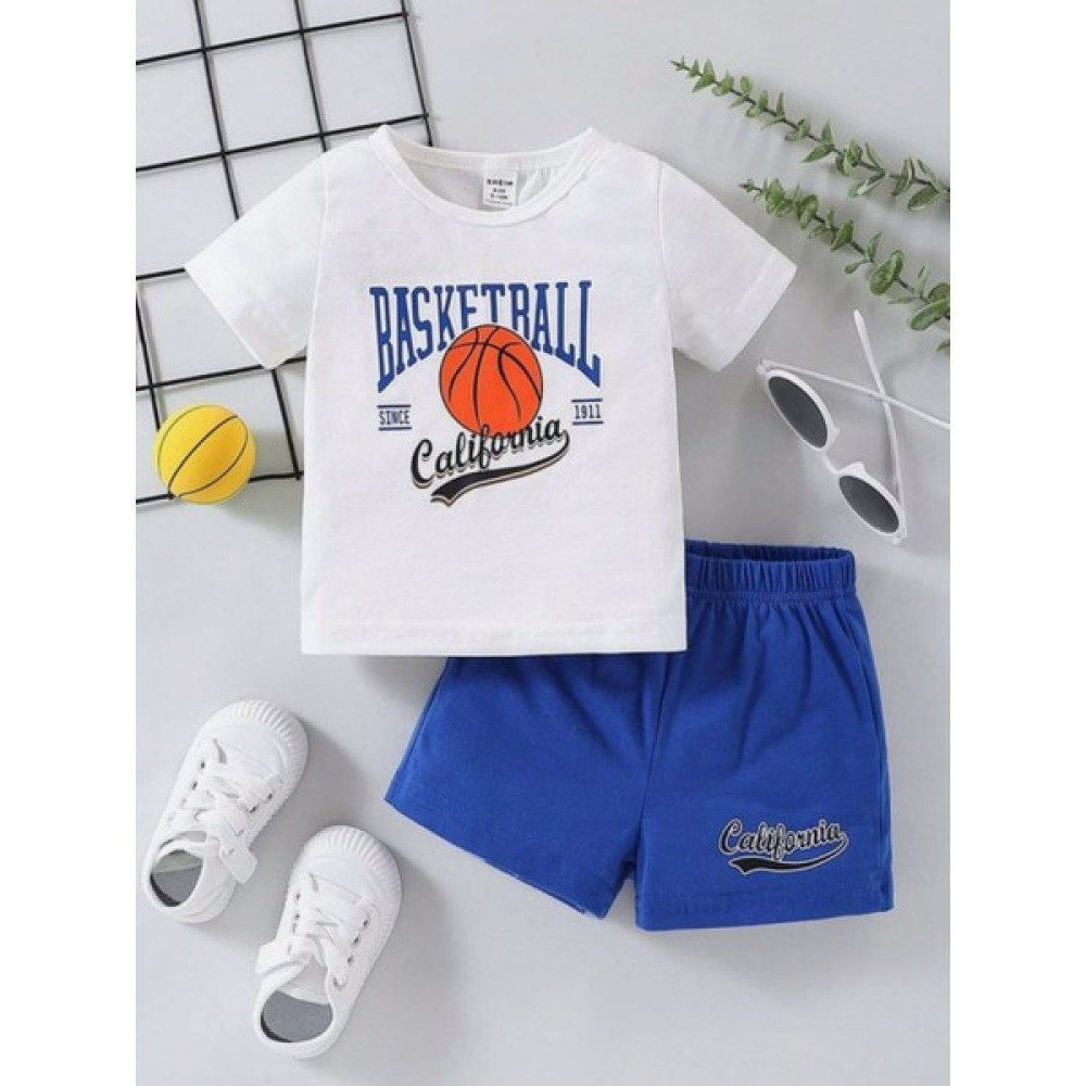 Punıx Kids Özel Tasarım Calıfornıa Basket Topu Baskılı Erkek Çocuk Spor T-Shırt Şort Takımı Erkek Çocuk Capri / Kapri Fiyatı