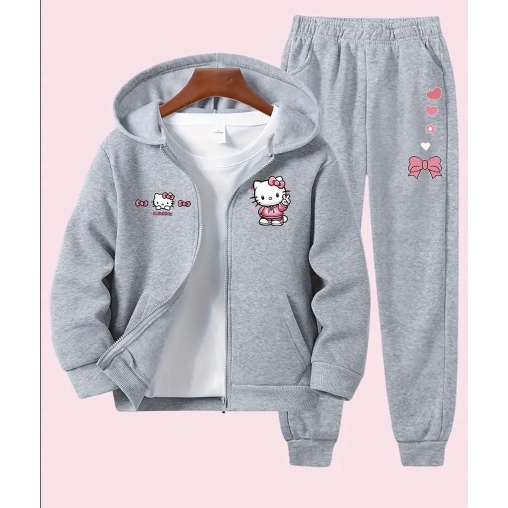 Punix Kids Punıx Kids Özel Seri Hello Kitty Baskılı Kapüşonlu Tam Fermuarlı Kışlık 2 Li Kız Çocuk Eşofman Takımı Kız Çocuk Eşofman Fiyatı