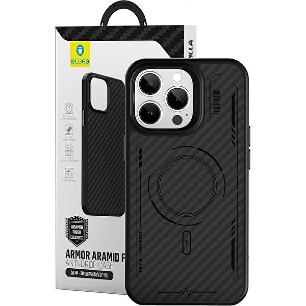 Punk Armor Aramid Fiber Anti-Drop Magsafe Kılıf iPhone 14 Pro - Siyah Cep Telefonu Kılıfı Fiyatı