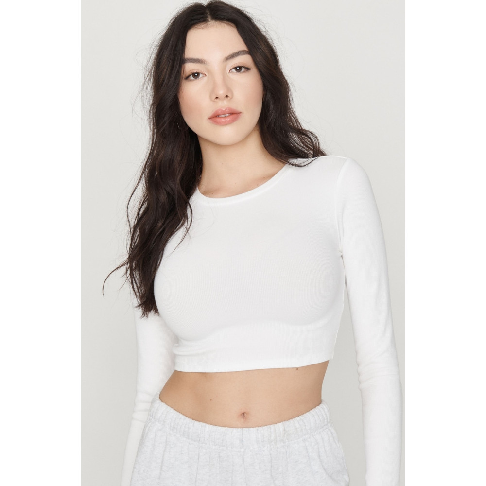 PUNKY CAT Kadın Beyaz Uzun Kollu Crop Bluz L Beden Bluz Fiyatı