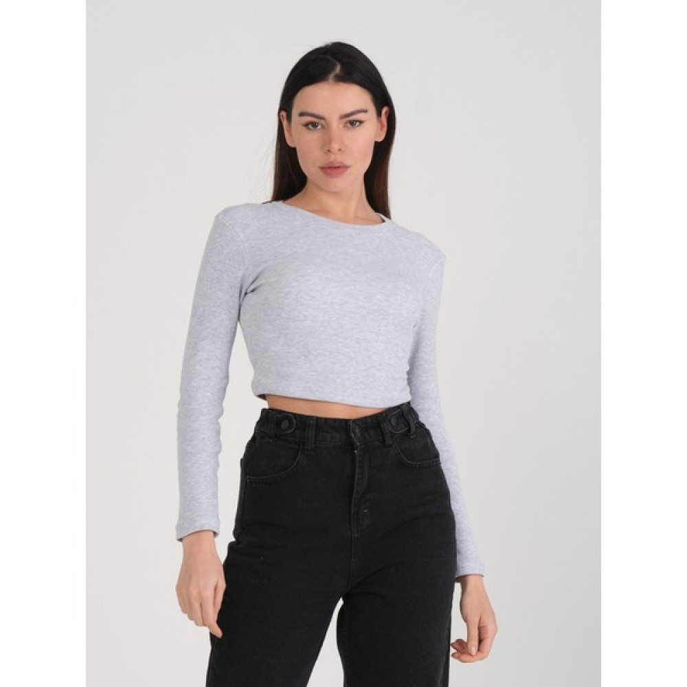 Punky Cat Kadın Gri Uzun Kollu Crop Bluz Bluz Fiyatı