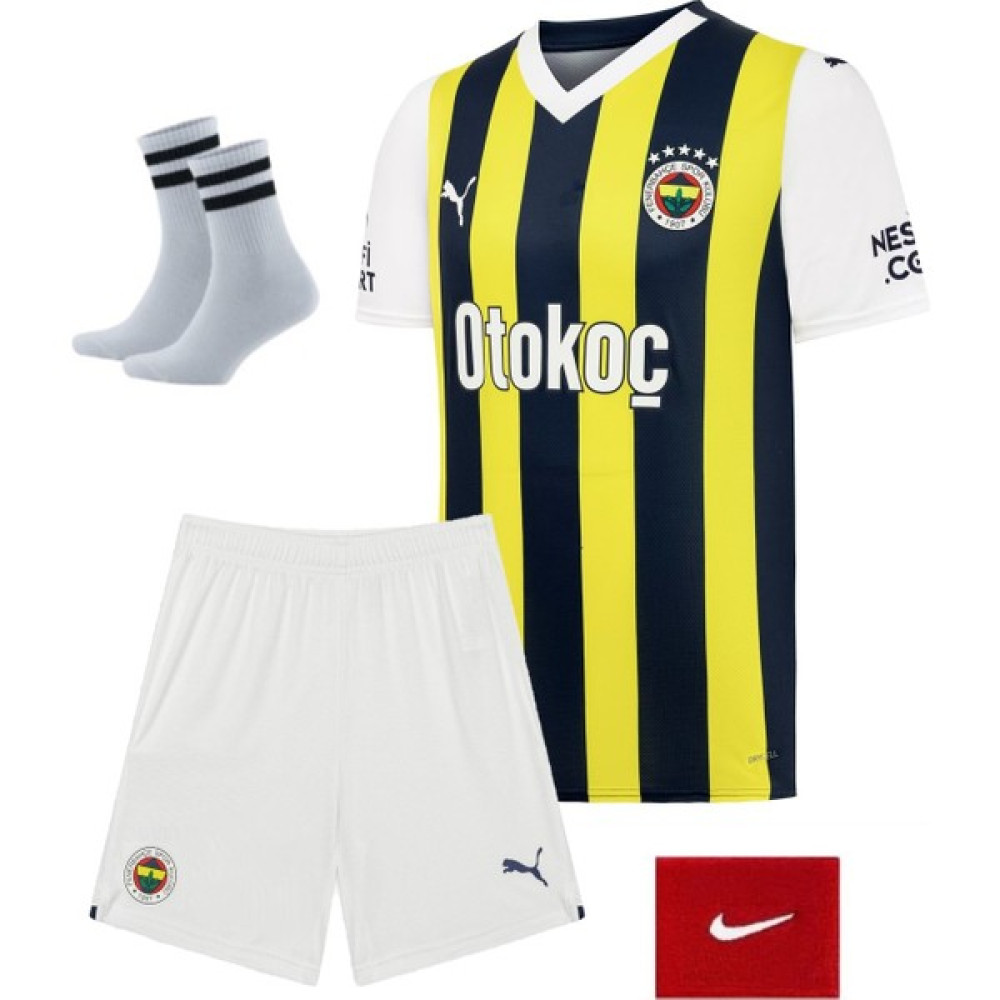 Pupa Yelken Fenerbahçe 2023/24 Yeni Sezon Çocuk Çubuklu Forması 4lü Set Futbol Malzemeleri Fiyatı