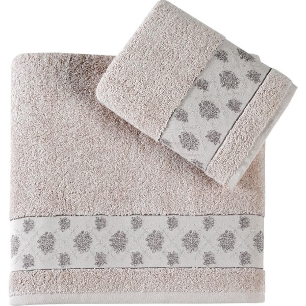 Pupilla Collection Lavanta Pamuk 2'li Banyo Havlu Seti (50*90+70*140) Kalın Bordür - Pudra - 50 x 90 cm Banyo Havlusu Fiyatı