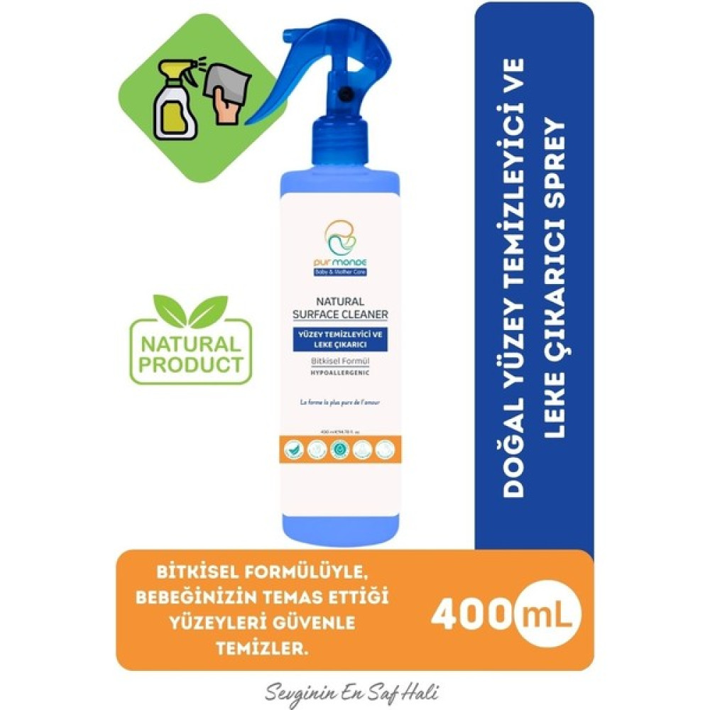 Pur Monde Çok Amaçlı Bitkisel Yüzey Temizleyici ve Leke Çıkarıcı Sprey 400 ml Temizlik Malzemeleri Fiyatı
