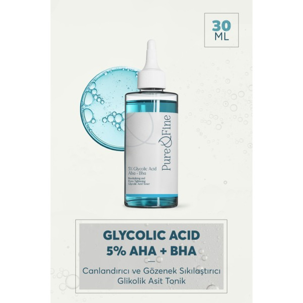 Pure and Fine Canlandırıcı ve Gözenek Sıkılaştırıcı Tüm Ciltler Için Glikolik Asit Tonik 200 ml Cilt Temizleme ve Peeling Fiyatı