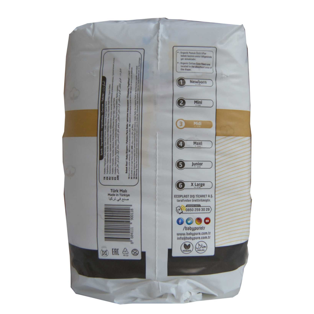 Pure Baby Bebek Bezi Pamuk Jumbo Paket Midi 28'li