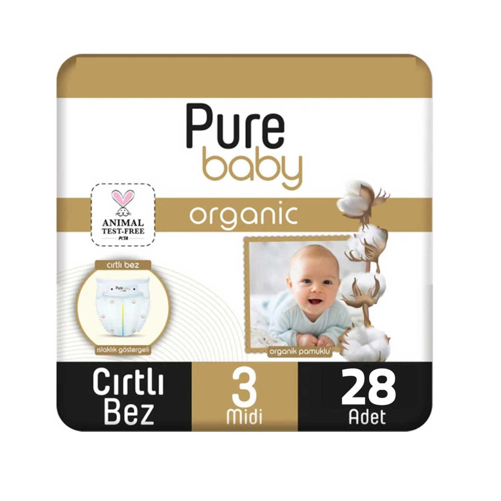 Pure Baby Bebek Bezi Pamuk Jumbo Paket Midi 28'li Bebek Bezi Fiyatı
