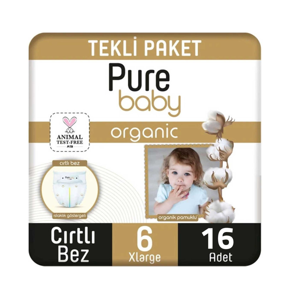 Pure Baby Bebek Bezi Pamuk Jumbo Paket XL 16'lı Bebek Bezi Fiyatı