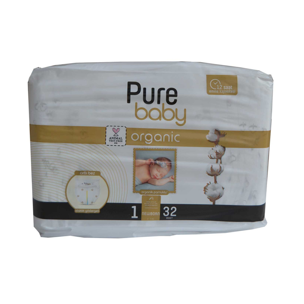 Pure Baby Bebek Bezi Pamuk Jumbo Paket Yenidoğan 32'li