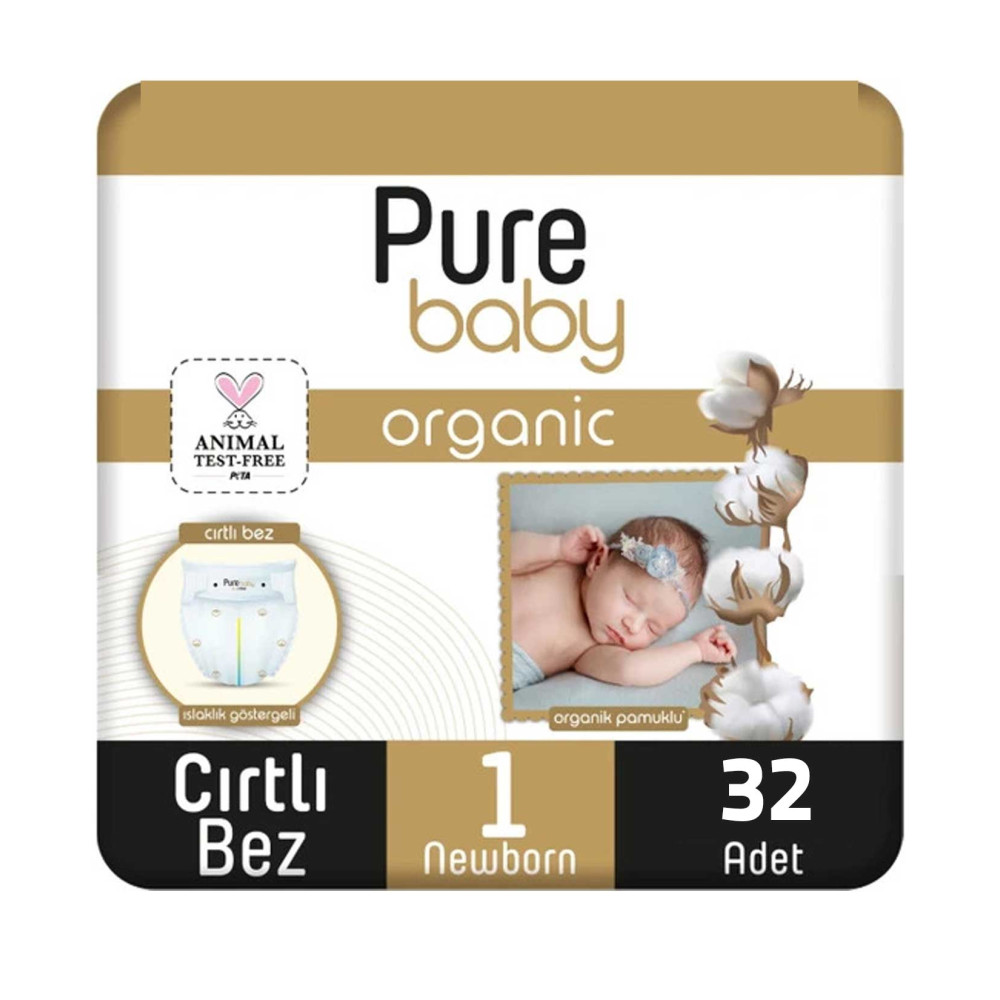 Pure Baby Bebek Bezi Pamuk Jumbo Paket Yenidoğan 32'li Bebek Bezi Fiyatı