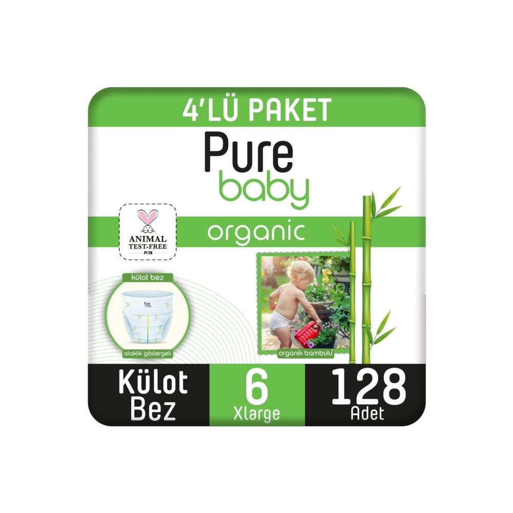 Pure Baby Organik Pamuklu Külot Bez 4lü Paket 6 Numara Xlarge 128 Adet Bebek Bezi Fiyatı