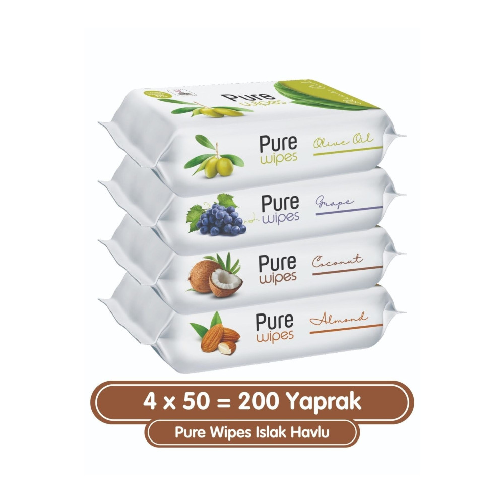 Pure Baby Pure Wipes Islak Havlu 4x50 (200 Yaprak) Bebek Mendil-Islak Mendil Fiyatı