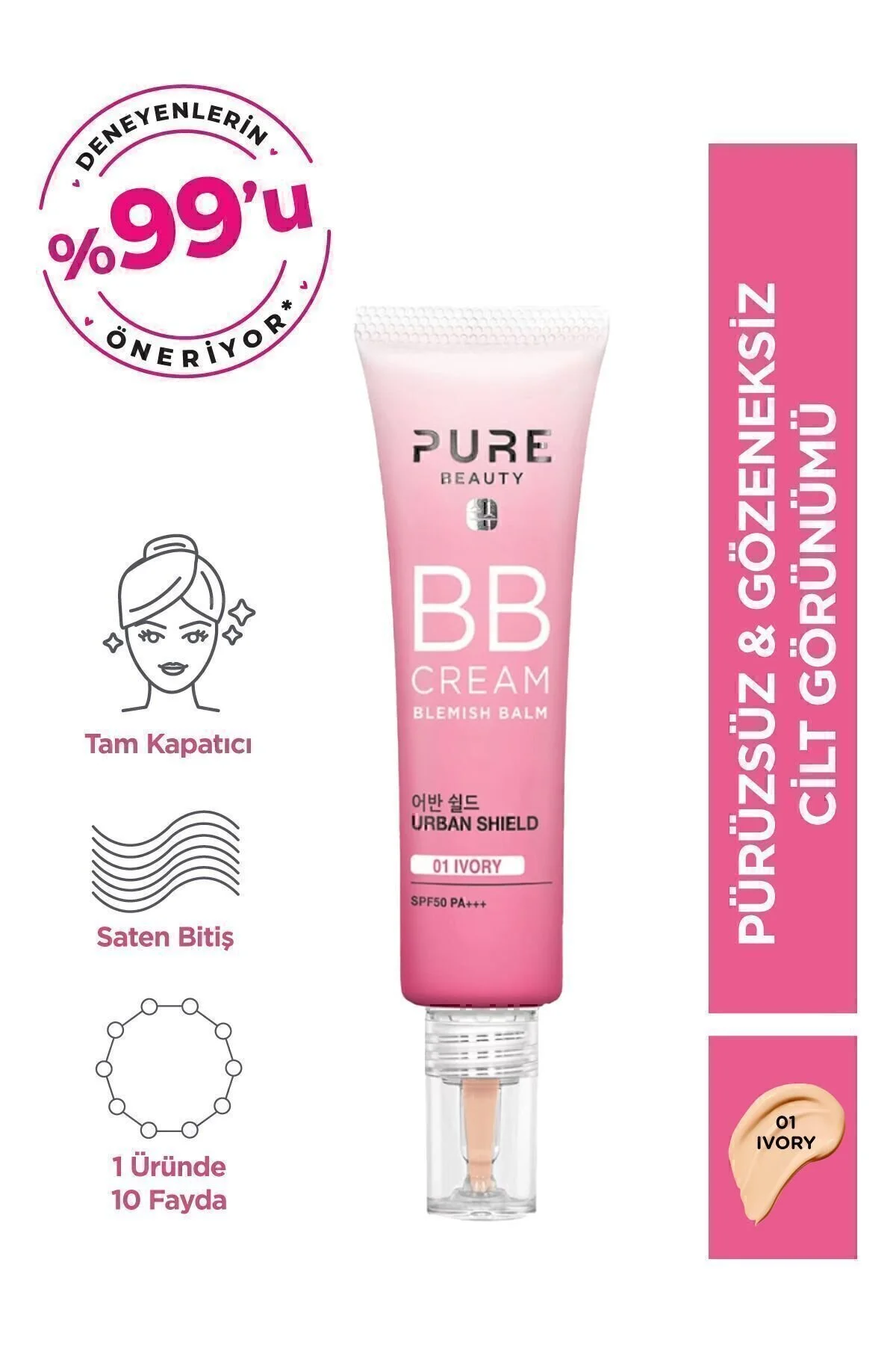 PURE BEAUTY Bb Krem Spf50 Pa Ivory 30 ml -" Makyaj Ürünleri Fiyatı
