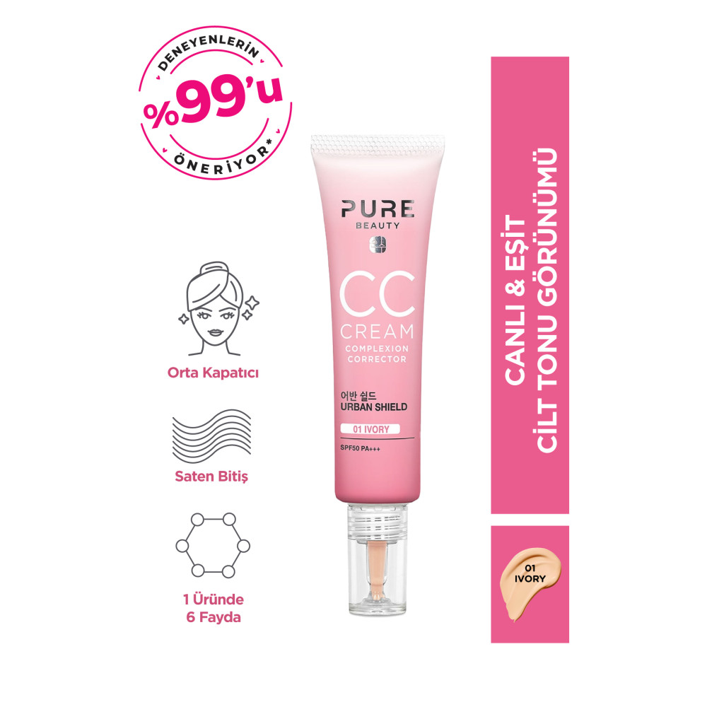 PURE BEAUTY CC Krem Spf50 Pa+++ Ivory 30 ml Makyaj Ürünleri Fiyatı