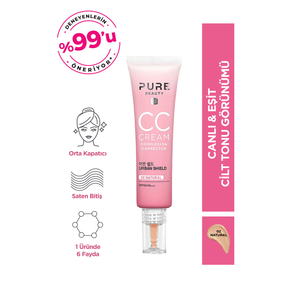 PURE BEAUTY CC Krem Spf50 Pa+++ Natural 30 ml Makyaj Ürünleri Fiyatı