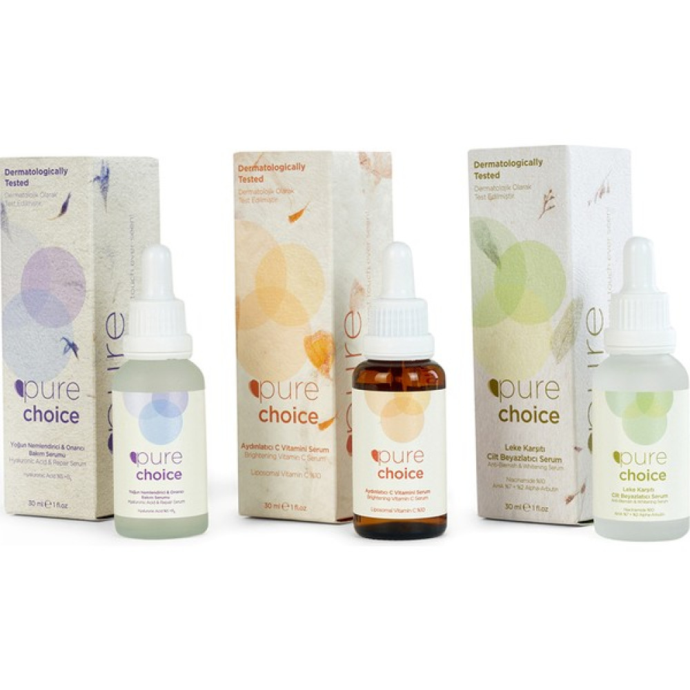Pure Choice Aydınlatıcı Renk Tonu Eşitleyici ve Nemlendirici Bakım Seti ( C Vitamini + Leke Karşıtı + Ha Serum) Cilt ve Yüz Bakımı Fiyatı