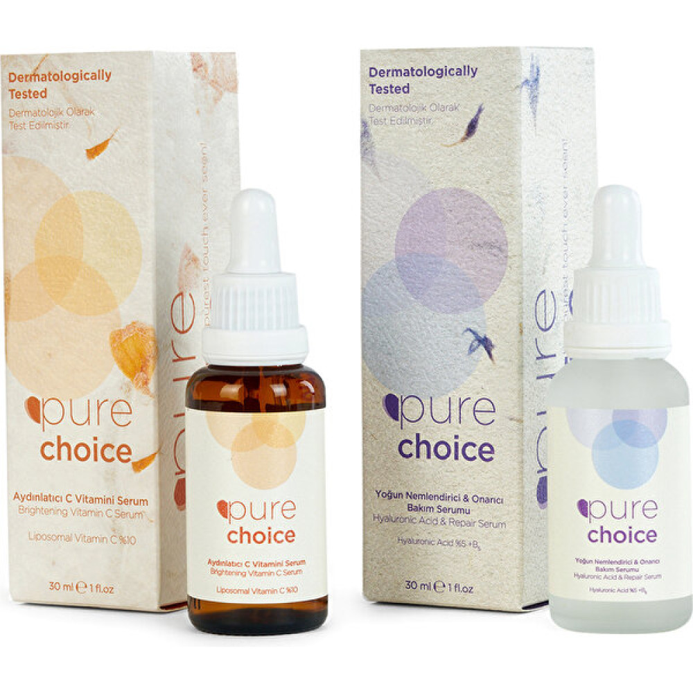 Pure Choice Cilt Aydınlatıcı, Nemlendirici ve Onarıcı Bakım Seti ( C Vitamini Serum + Ha Serum 2'li Set) Cilt ve Yüz Bakımı Fiyatı