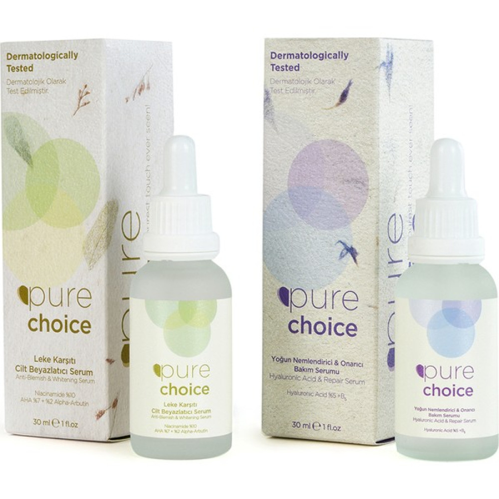 Pure Choice Leke Karşıtı Nemlendirici ve Onarıcı Bakım Seti ( Leke Karşıtı Bakım Serumu + Ha Serum 2'li Set) Cilt ve Yüz Bakımı Fiyatı
