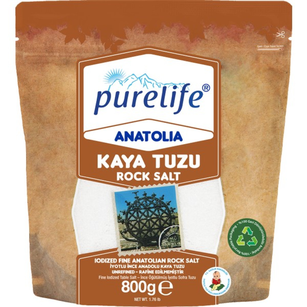 Pure Life Anatolia İyotlu İnce Kristal Kaya Tuzu 800g - Doğal Tuz - Geri Dönüştürülebilir Ambalaj - 800 gr Diğer Fiyatı