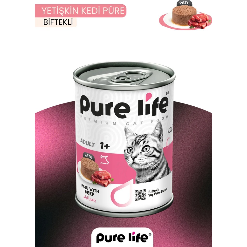 Pure Life Biftekli Pate Yetişkin Kedi Konserve Yaş Mama 400 gr - 1 Diğer Fiyatı