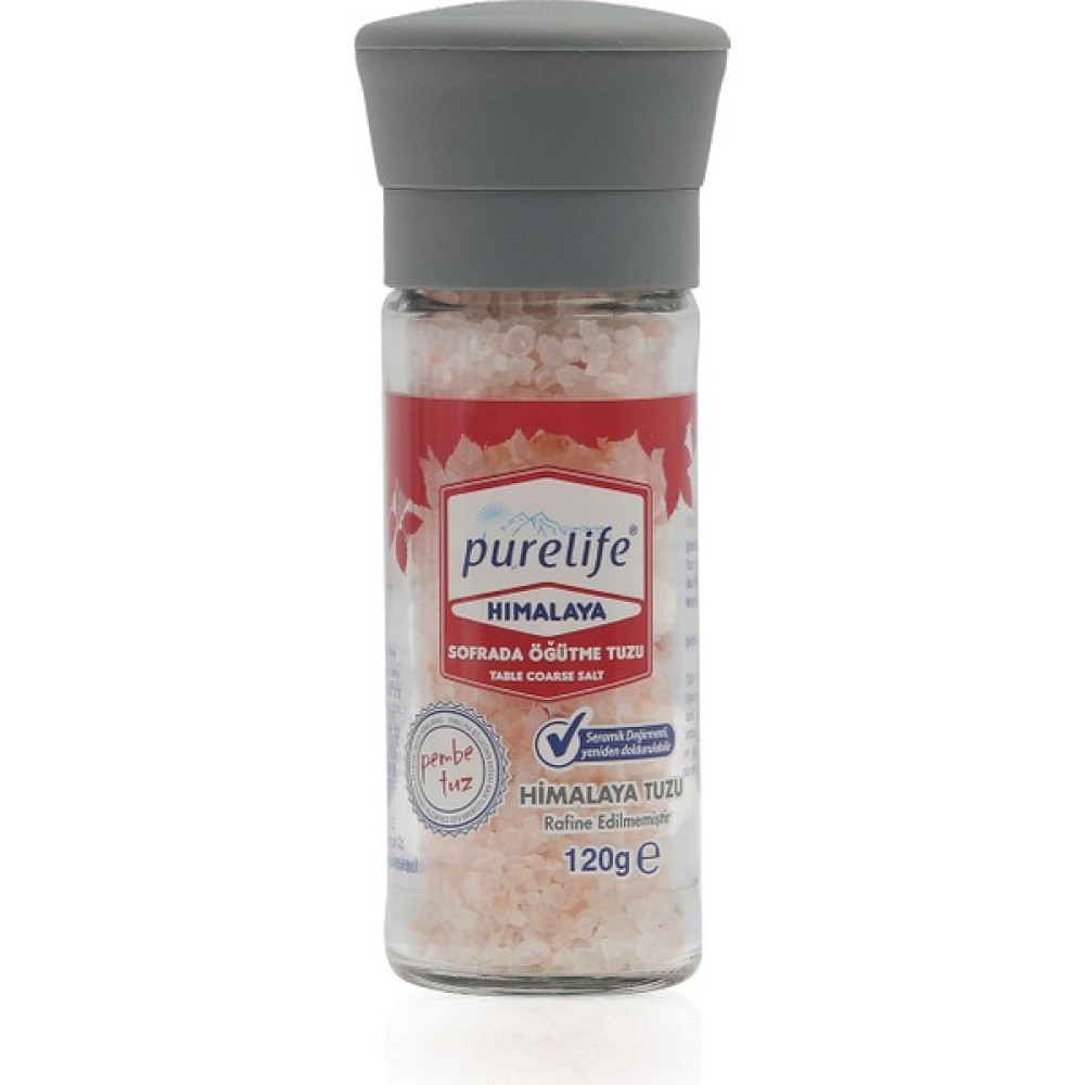 Pure Life Himalaya Tuzu - Granül Kristal Kaya Tuzu Pembe - Cam Şişe Seramik Değirmenli 120g - 120 gr Diğer Fiyatı