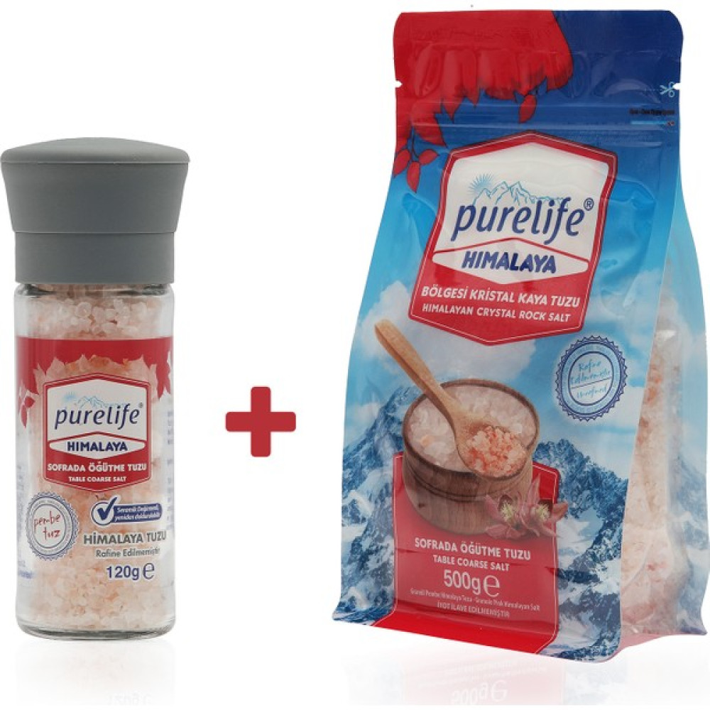 Pure Life Himalaya Tuzu - SET - Granül Kristal Kaya Tuzu Pembe 500g + Seramik Değirmenli 120g - 620 gr Diğer Fiyatı