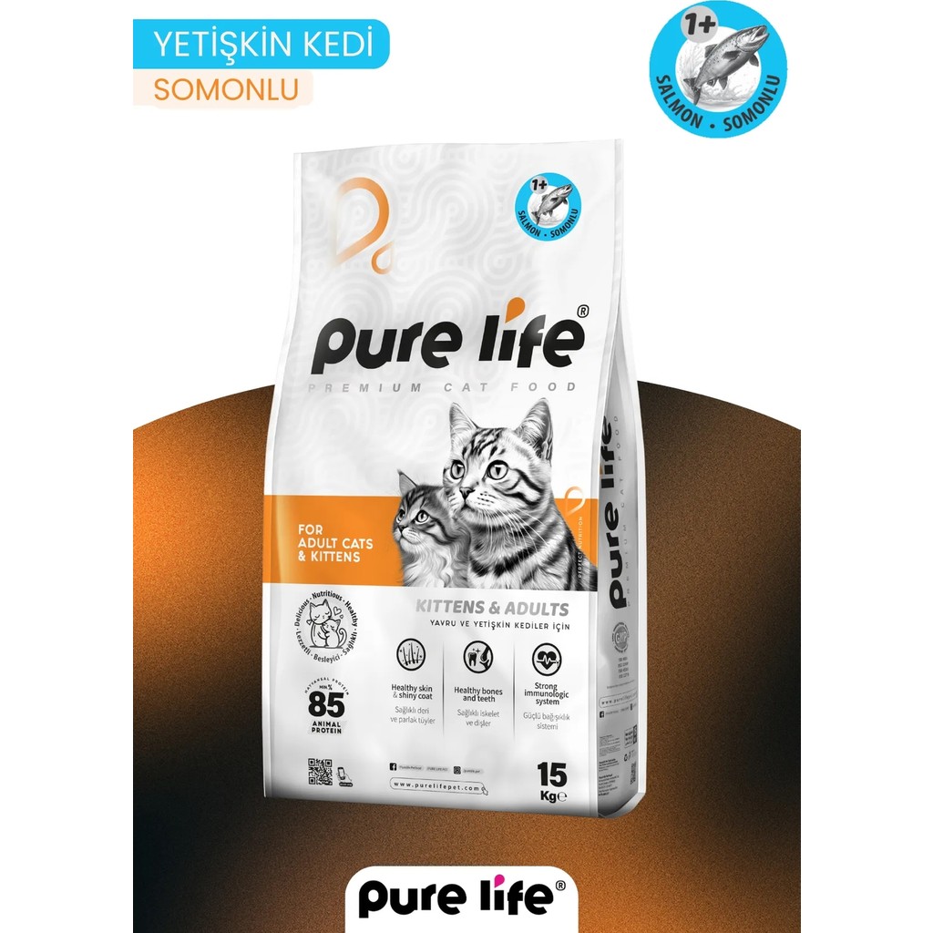 Pure Life Somonlu Yetişkin Kedi Maması 15 kg - Somon Evcil Hayvan Ürünleri Fiyatı