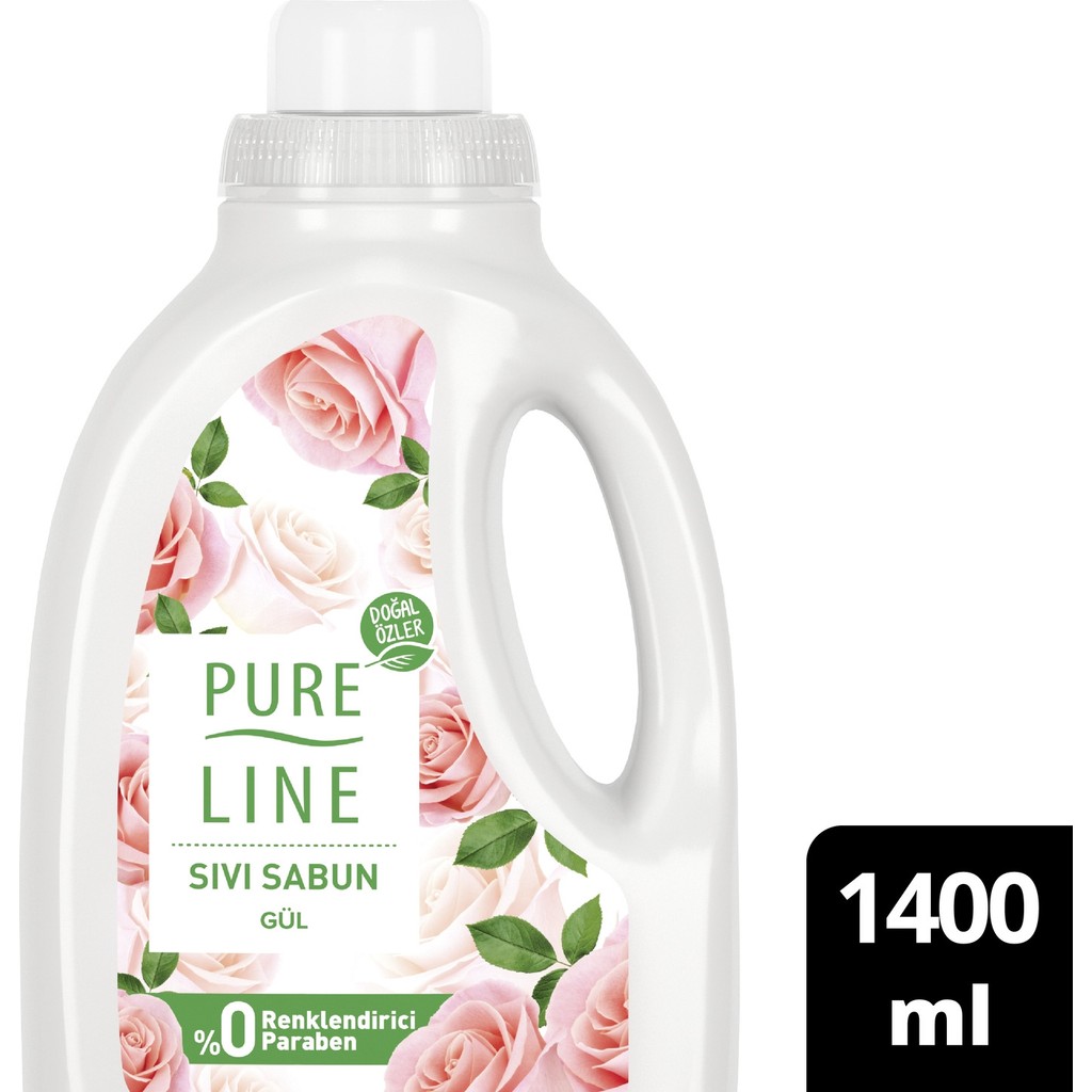 Pure Line Gül Kokulu Sıvı Sabun 1400 ml Doğal Özler ile Zenginleştirilmiş Temizlik Diğer Fiyatı
