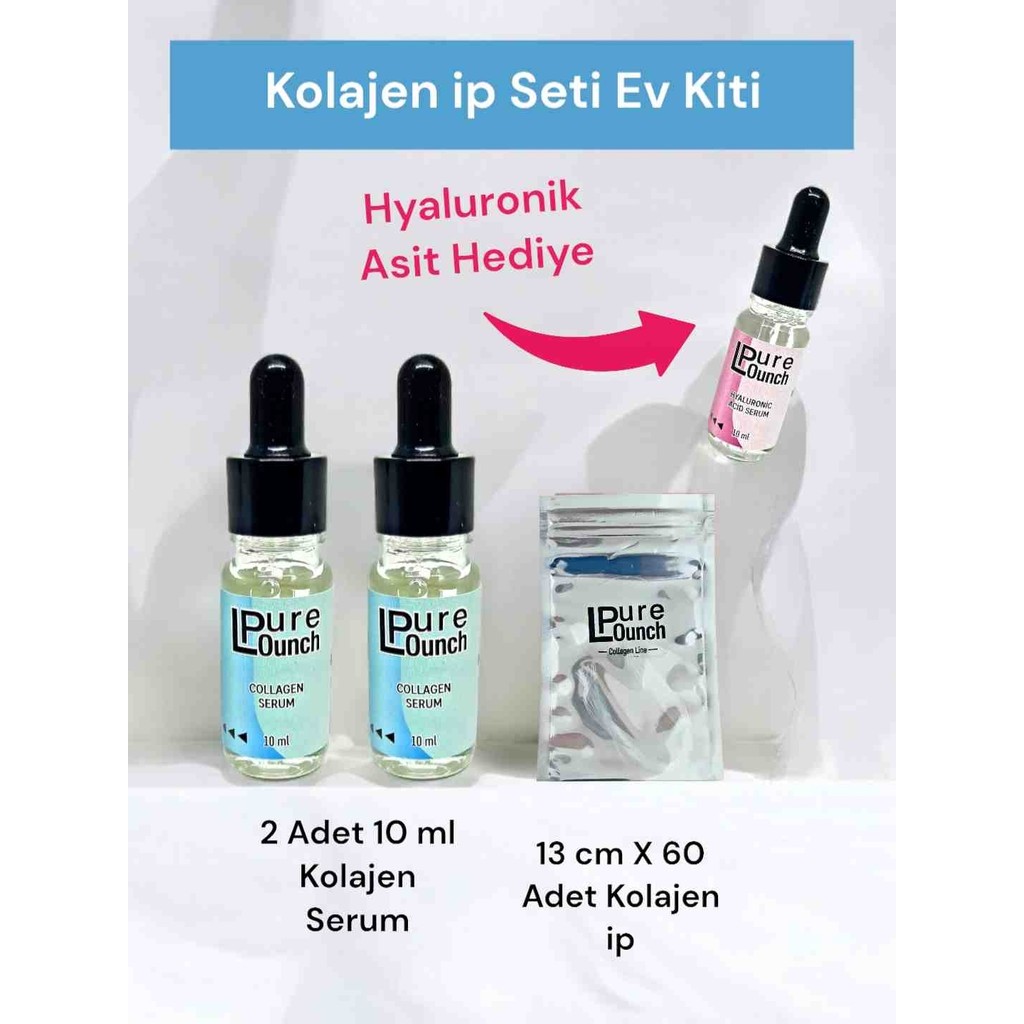 Pure Lounch Kolajen Ip Seti - Kolajen Serum 10 ml x 2 Adet + 13 cm × 60 adet Kolajen Ip Diğer Fiyatı